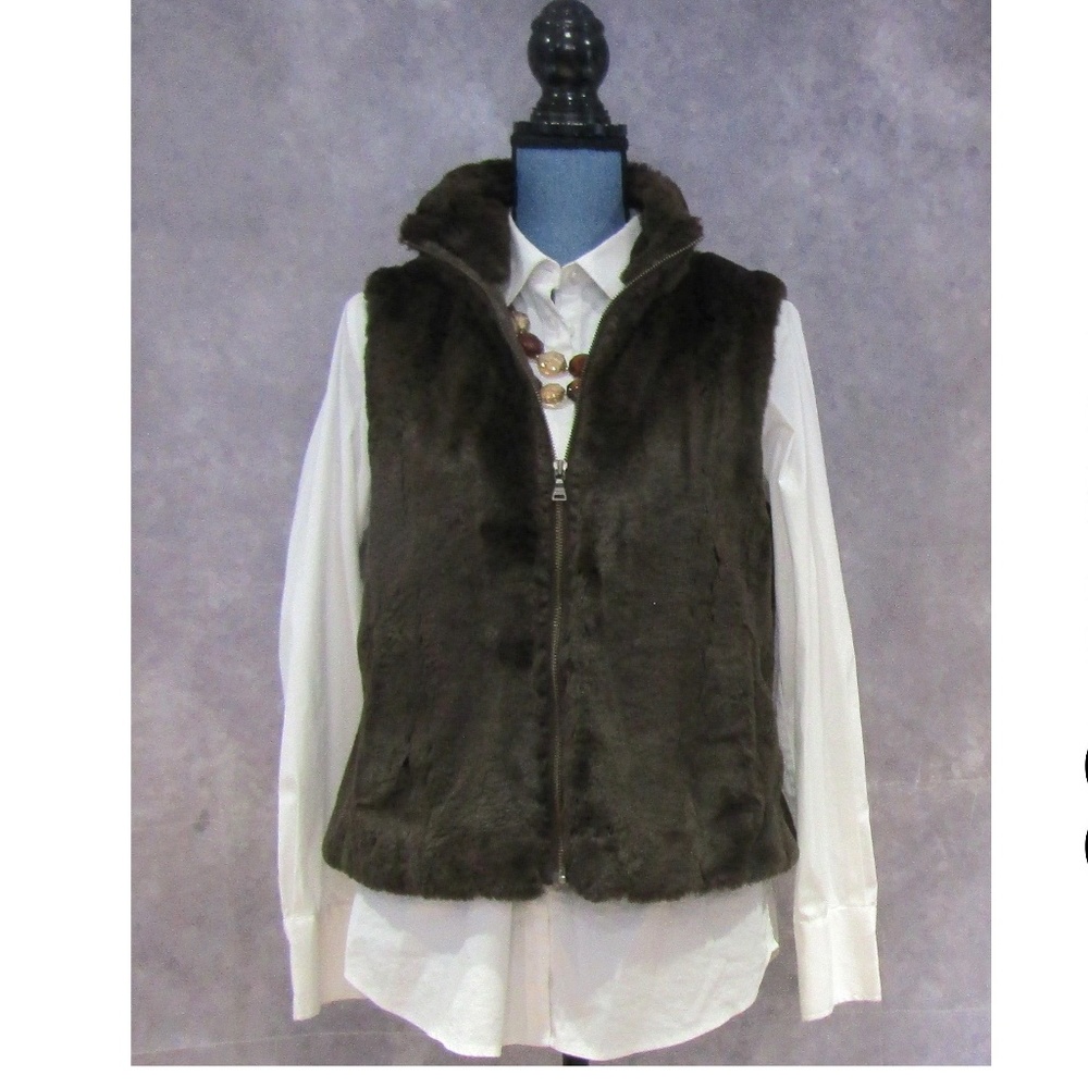 Express Brown Faux Fur Vest Size L ~ Soft!